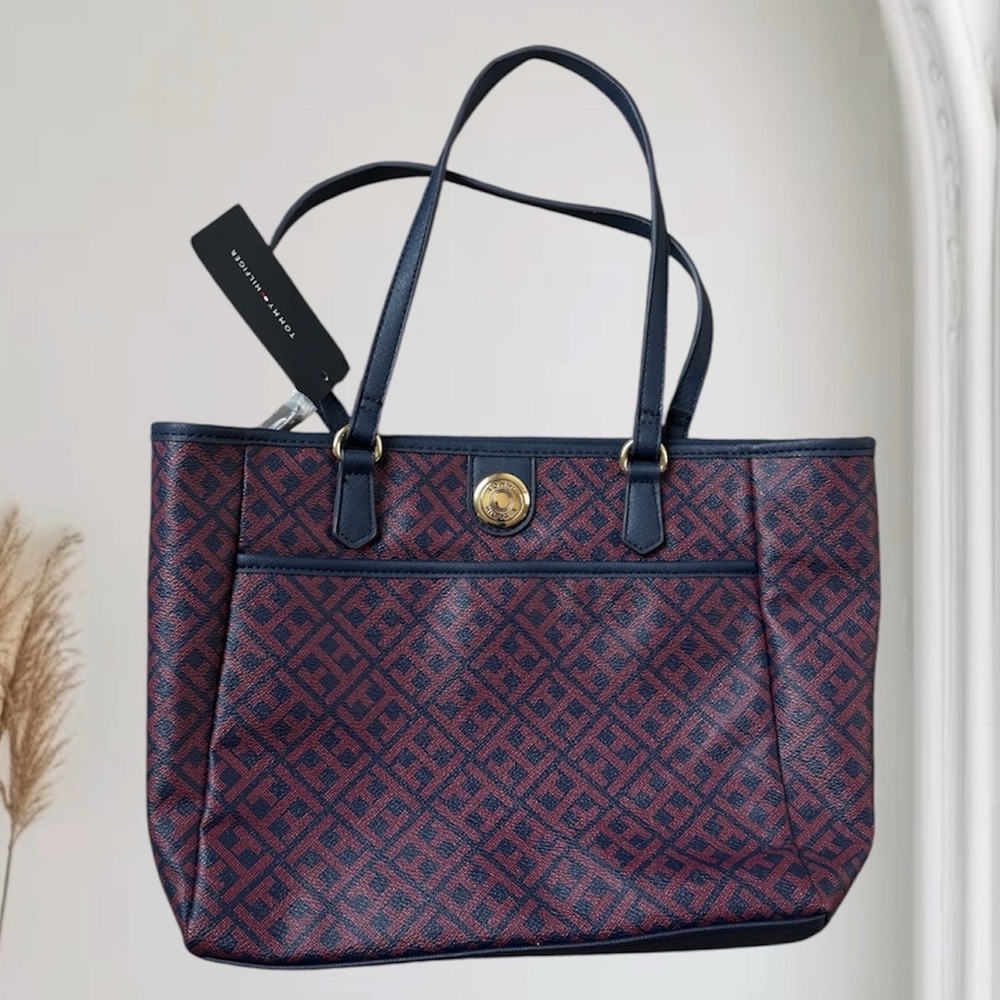 Stylish Navy and Red Tote Bag